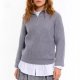 Light Gray Ribbed Quarter-Zip Sweater