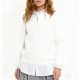 White Ribbed Quarter-Zip Sweater
