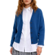 Royal Blue Loose V-neck Knit Cardigan - Layered Casual Style with White Shirt
