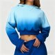Blue Gradient Cropped Hoodie Two-Piece Set