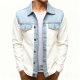White & Light Blue Paneled Denim Jacket